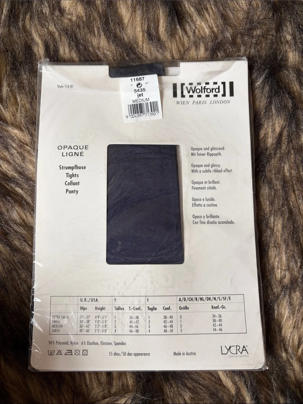 Vintage- Wolford Opaque Ligné Tights - Black Size Medium